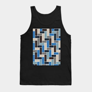 Geometric Tiles in Blues, Grey, Beige and Brown Tank Top